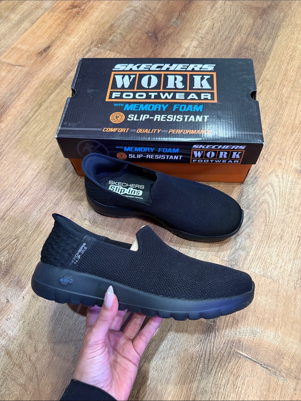 Skechers Black Slip-On Work shoes